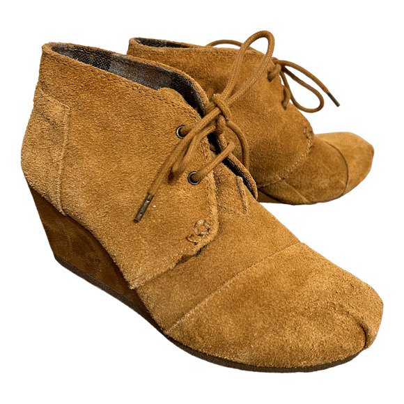 BOBS by Skechers High Notes Fancy Fresh Wedge Ankle Booties Brown Size 6 - Picture 1 of 5